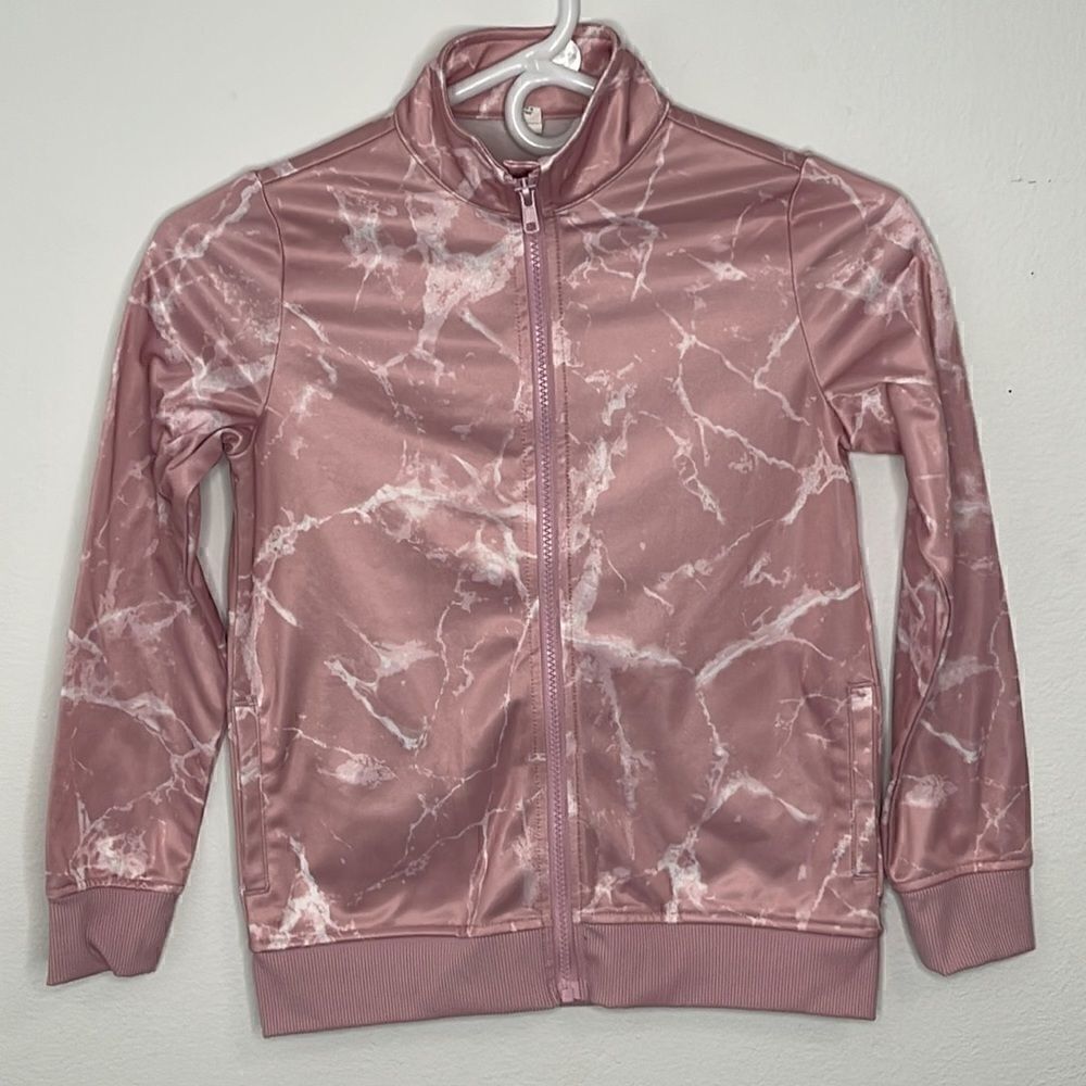 Ideology zip up jacket. Size Medium. Pink Marble Print.